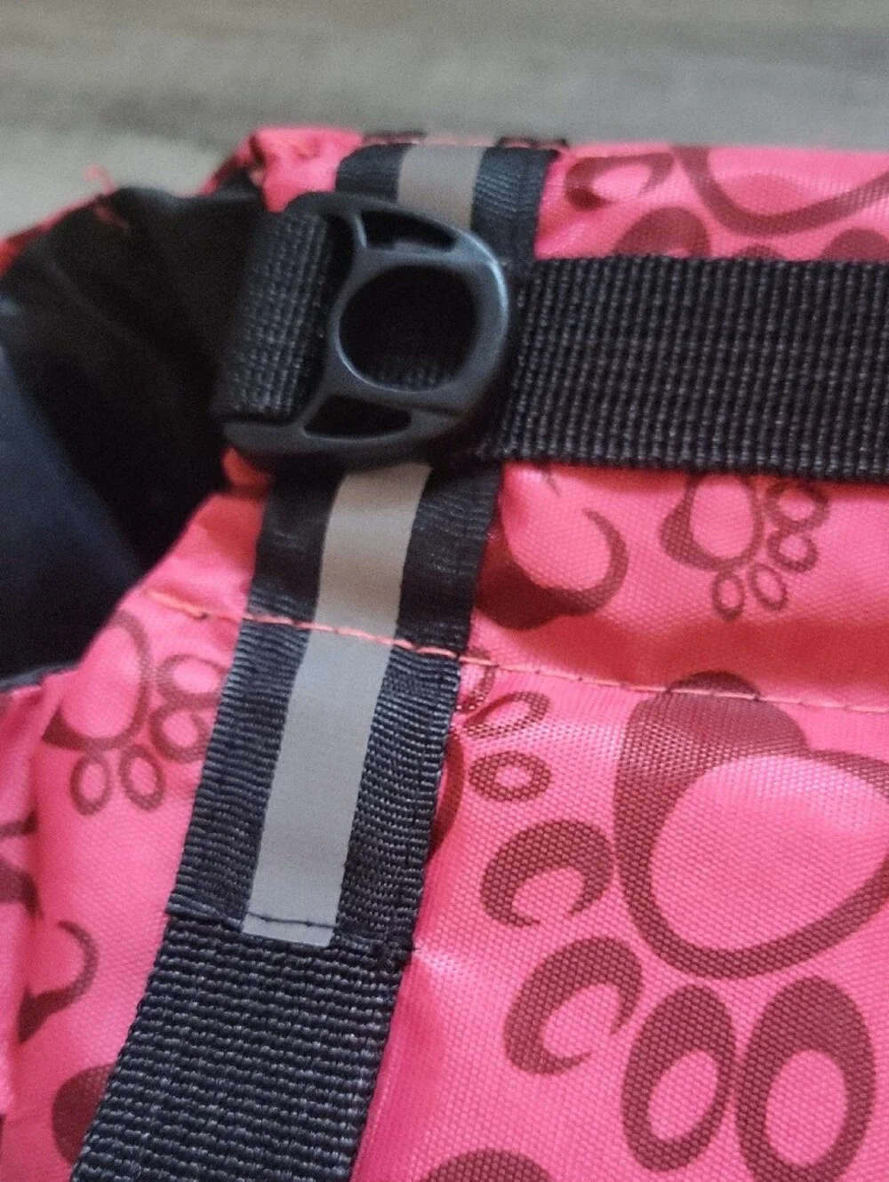 Pink Dog Life Jacket with Paw & Bone Pattern